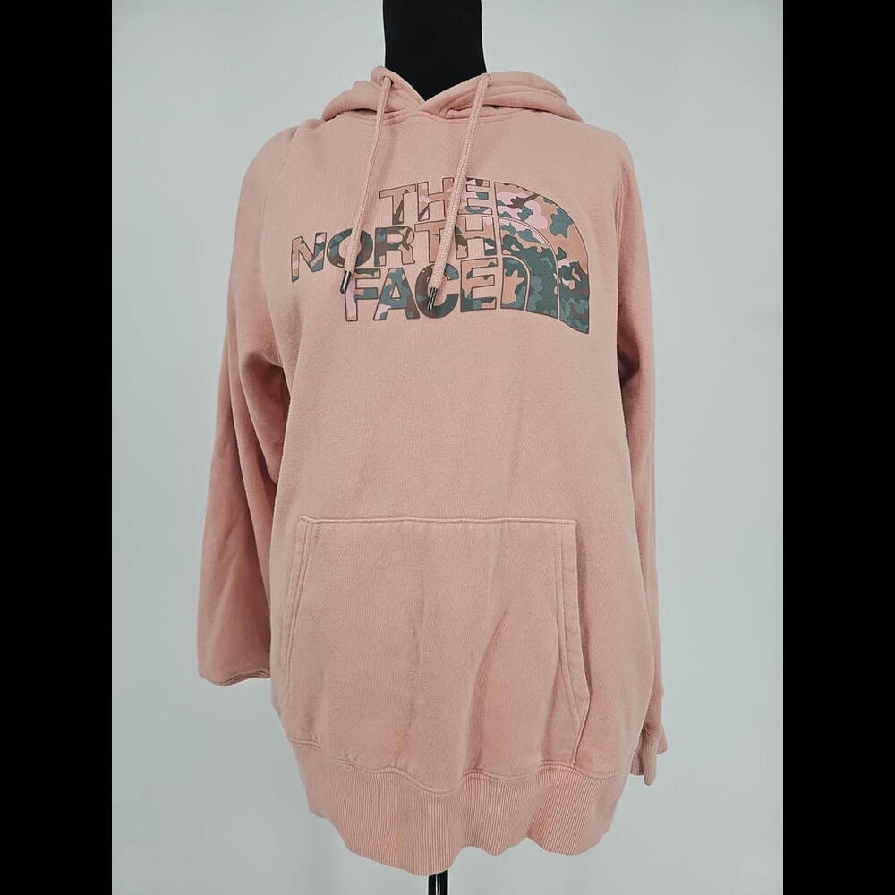 The North Face Half Dome Hoodie Womens Large Camo logo Pink Outdoor